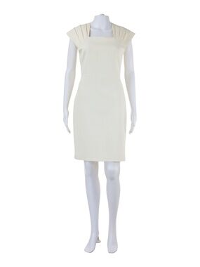 Alice + Olivia Cream Square-Neck Midi Dress